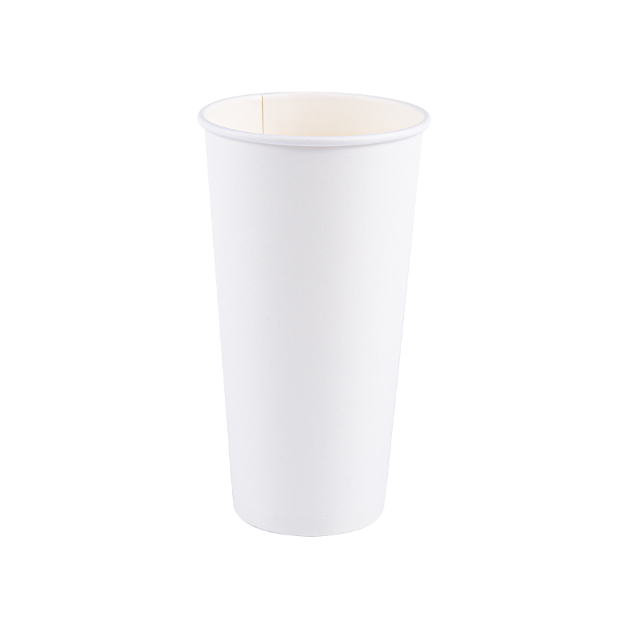 Biodegradowalny kubek papierowy o pojedynczej ściance o pojemności 16 uncji (500 ml).
